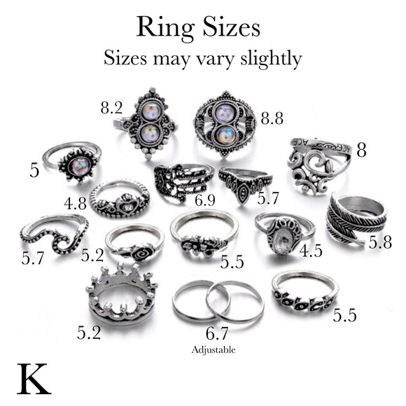 16 Pcs Boho Black & Silver Crystal Gem Ring Set - Picture 14 of 14
